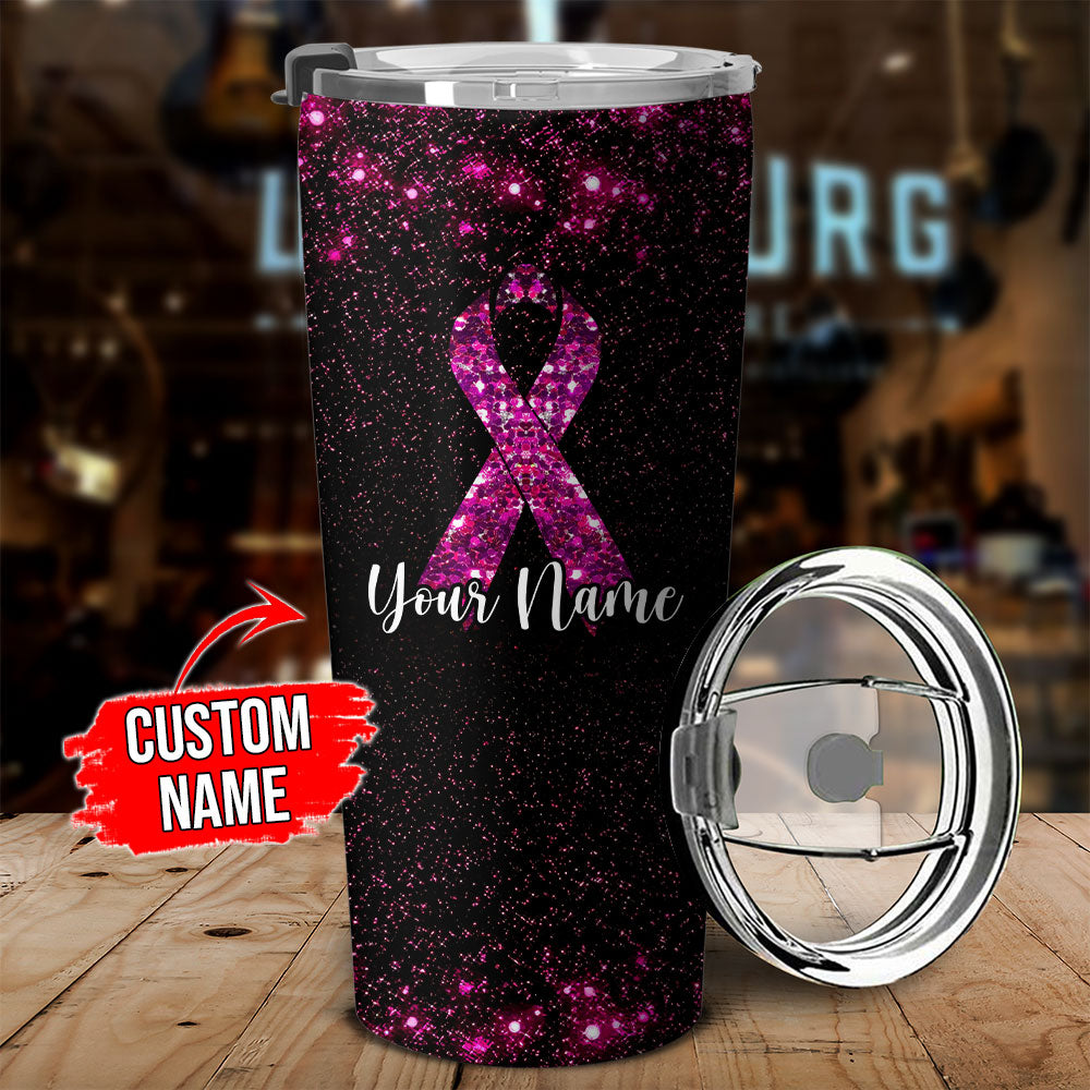 Breast Cancer Awareness  Personalized Glitter Ribbon Tumbler - Tltr1309214ki