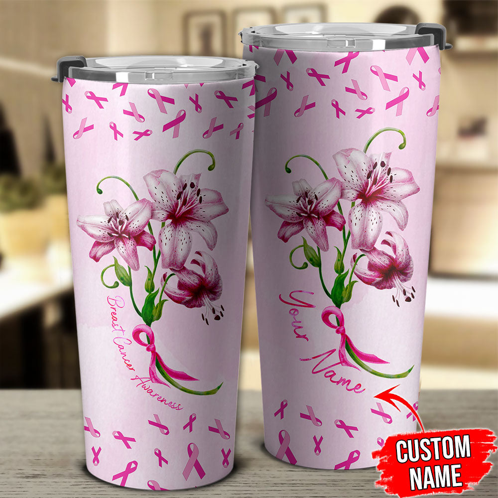 Personalized Breast Cancer Awareness Tyler Lily Tumbler - Tr2308214ki
