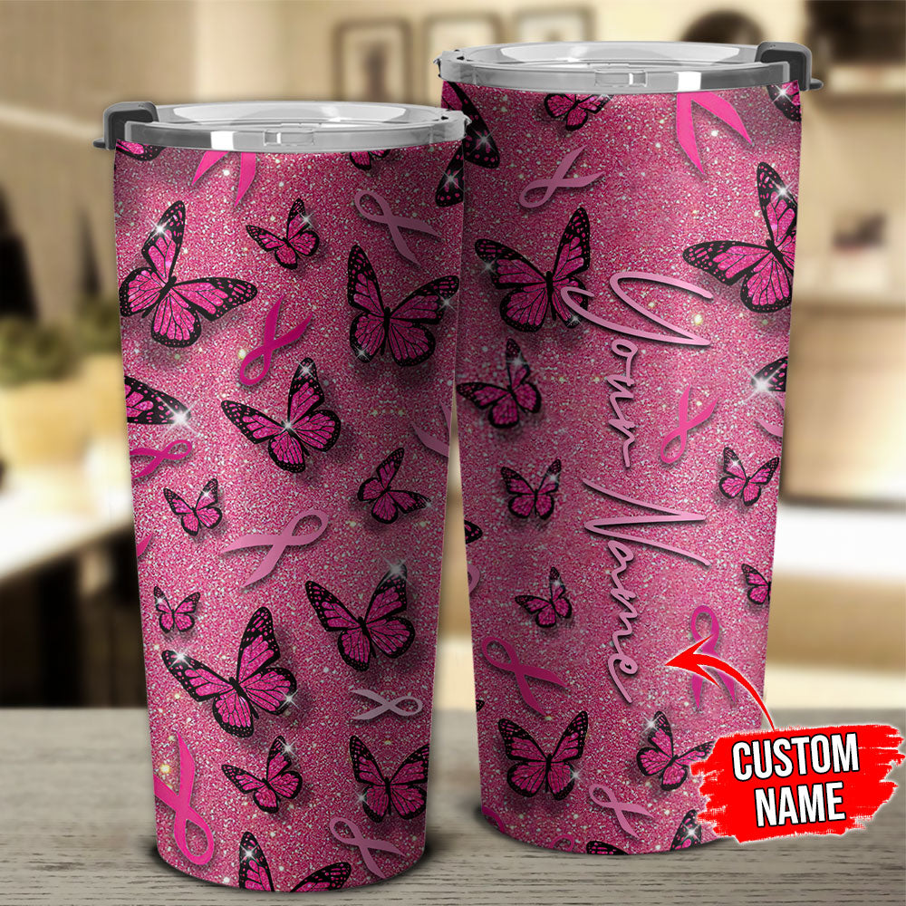 Personalized Breast Cancer Awareness Butterfly Tumbler - Tltr0909213ki