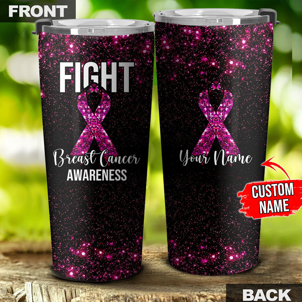 Breast Cancer Awareness  Personalized Glitter Ribbon Tumbler - Tltr1309214ki