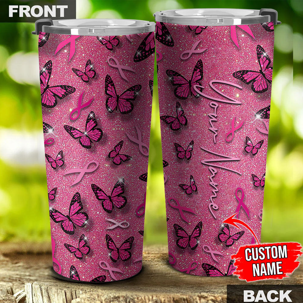 Personalized Breast Cancer Awareness Butterfly Tumbler - Tltr0909213ki