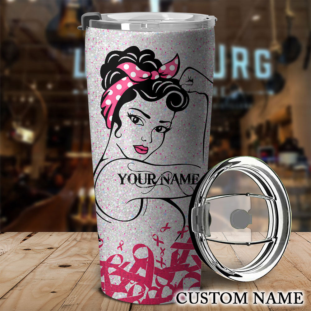 Personalized Strong Woman Breast Cancer Awareness Tumbler - Tlty1406214ki