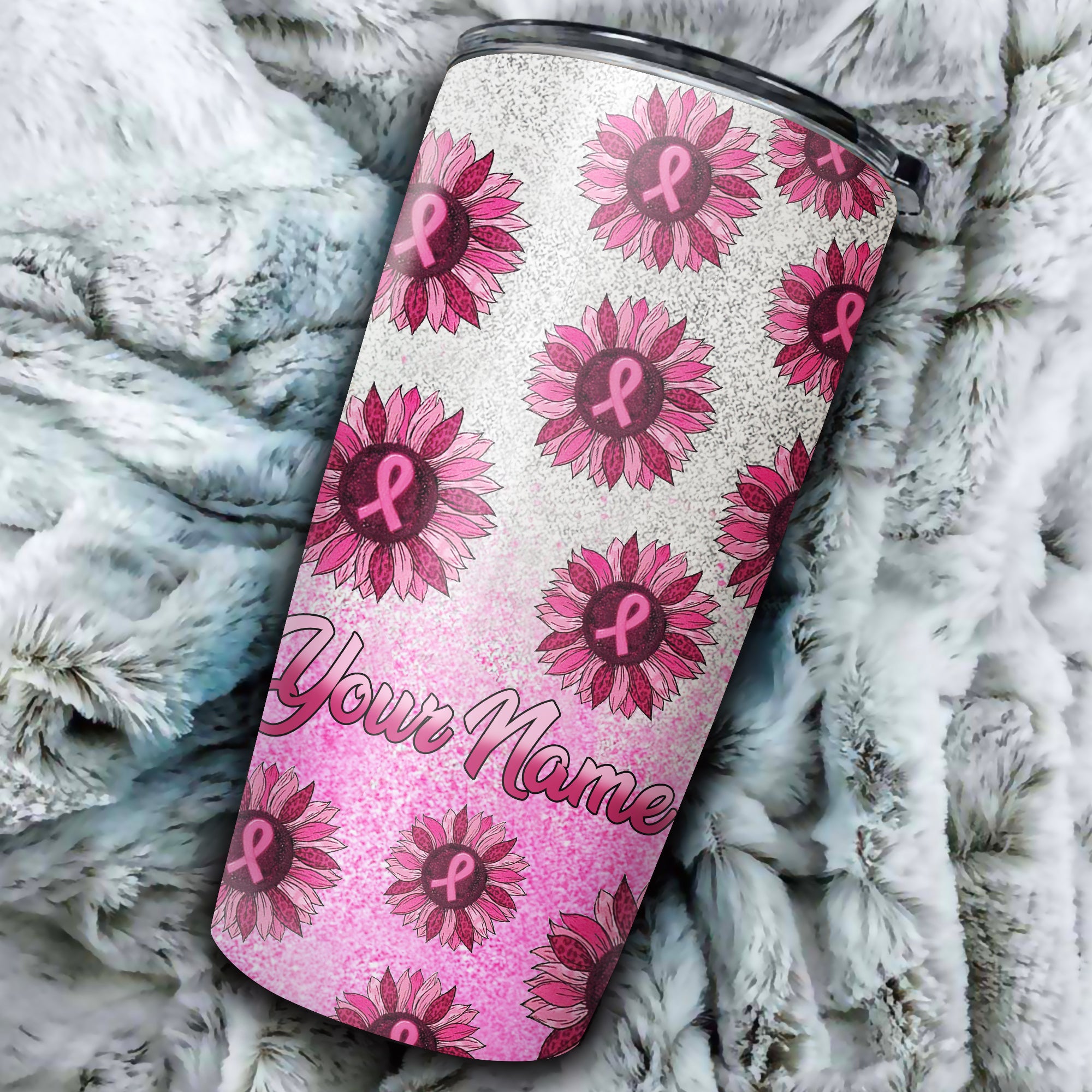 Personalized Sunflower Breast Cancer Awareness Tumbler - Tlnx2109213ki