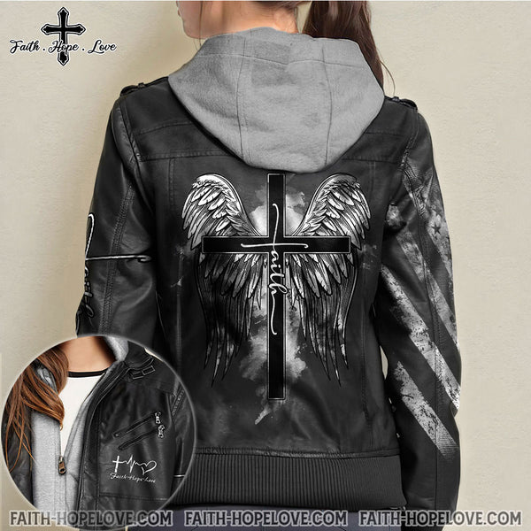 Wings Cross Women Leather Jacket - Latg0411212ki
