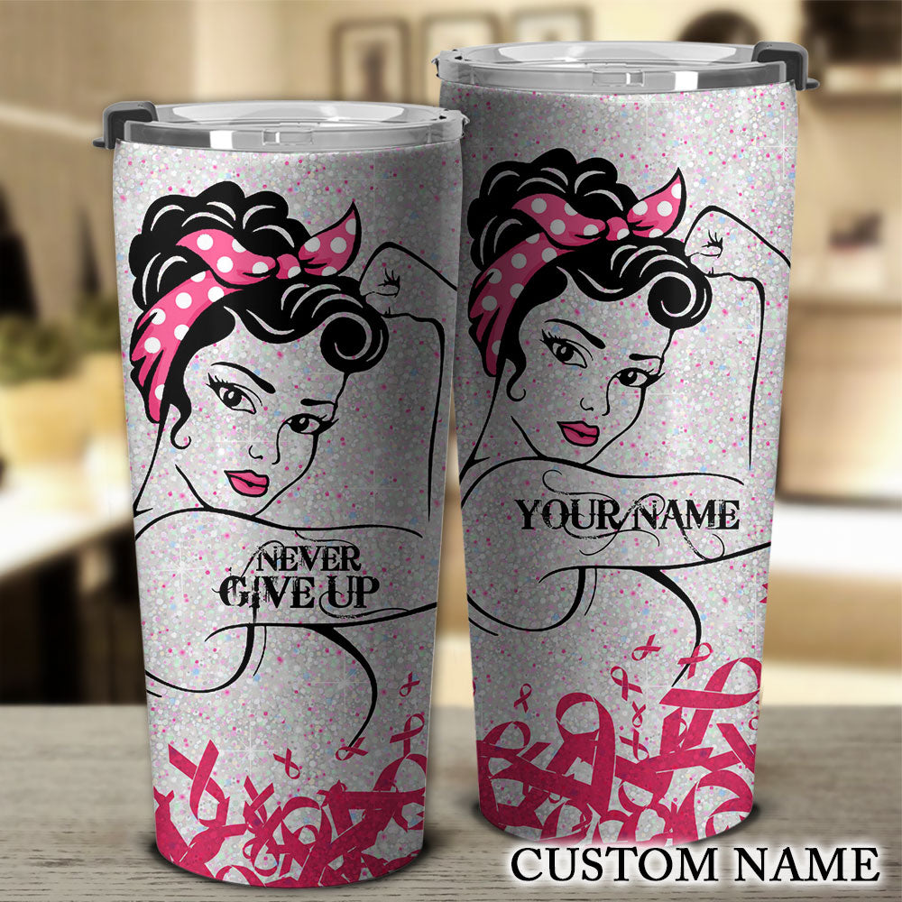 Personalized Strong Woman Breast Cancer Awareness Tumbler - Tlty1406214ki