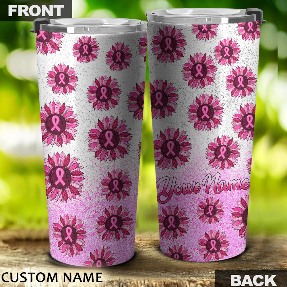 Personalized Sunflower Breast Cancer Awareness Tumbler - Tlnx2109213ki