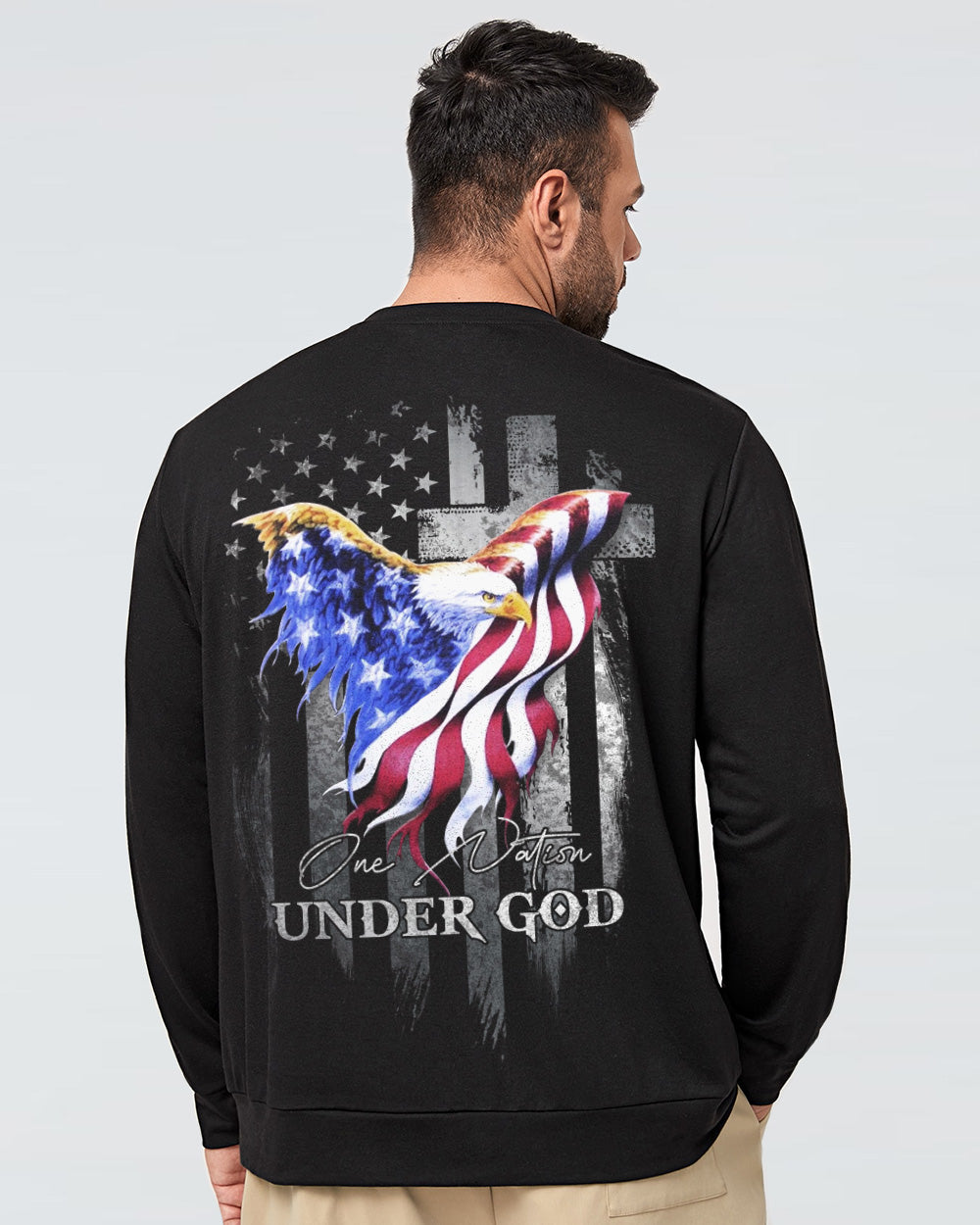 One Nation Under God Eagle Painting Men's Christian Sweatshirt