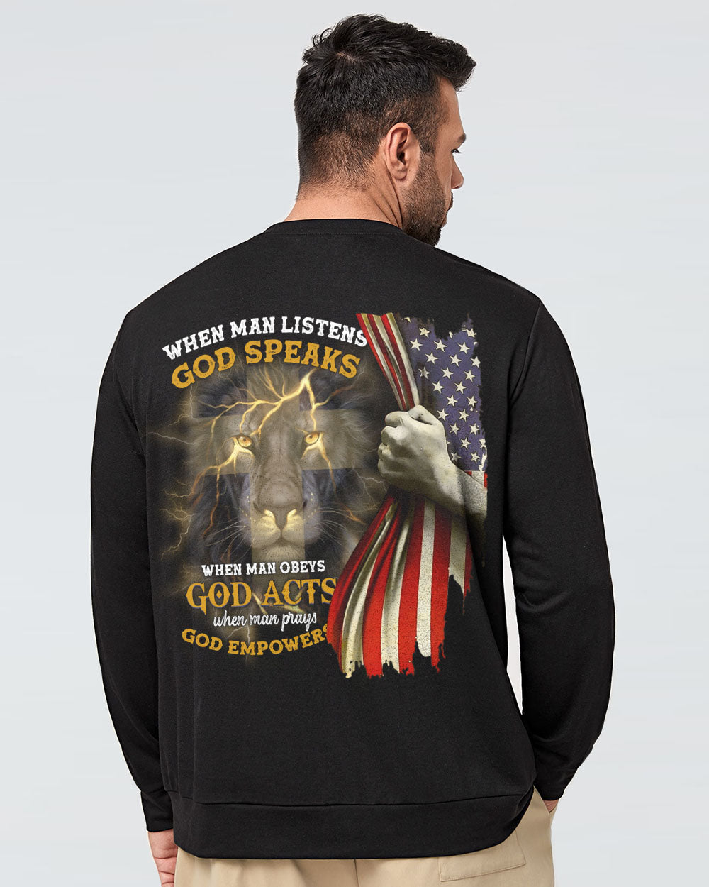 When Man Listens God Speaks Lion Flag Men's Christian Sweatshirt