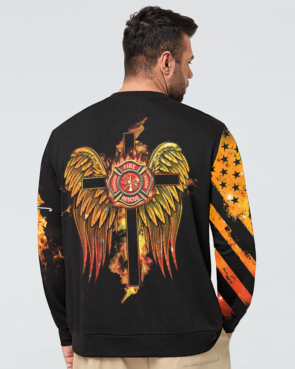 Firefighter Cross Wings Men's Christian Sweatshirt