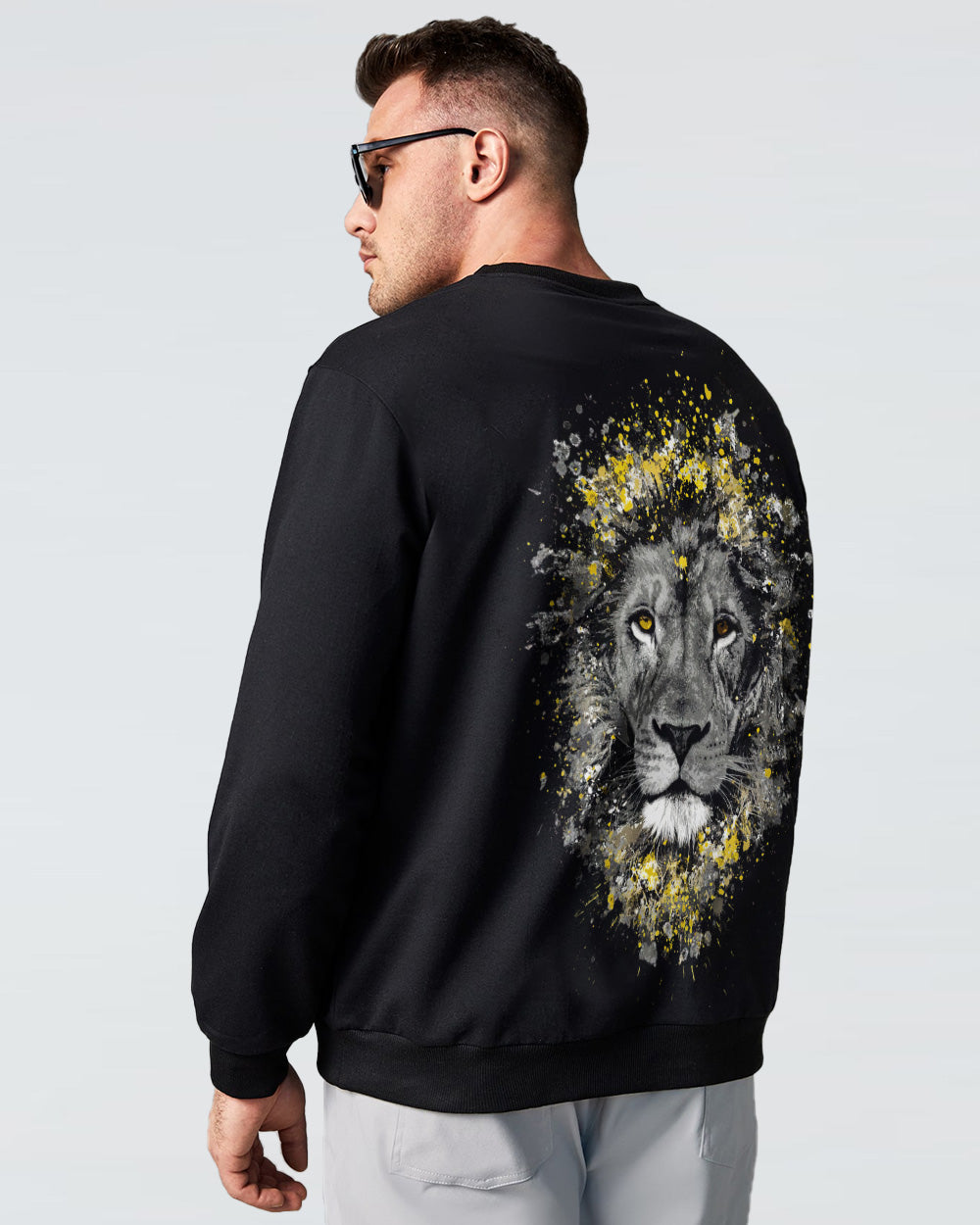Faith Hope Love Lion Brush Art Men's Christian Sweatshirt