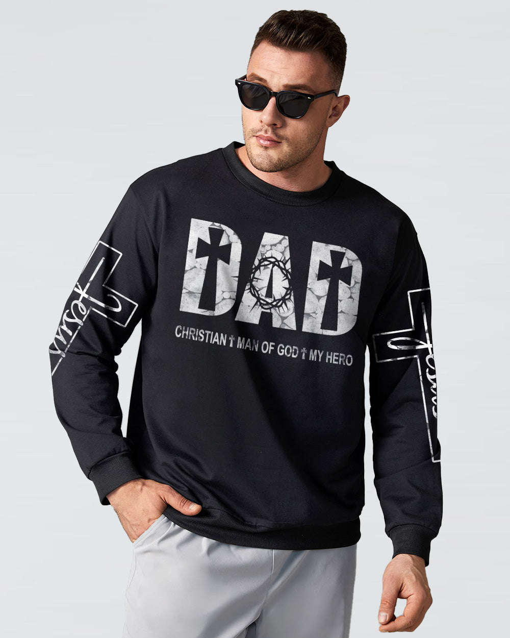 Dad Jesus Black And White Men's Christian Sweatshirt