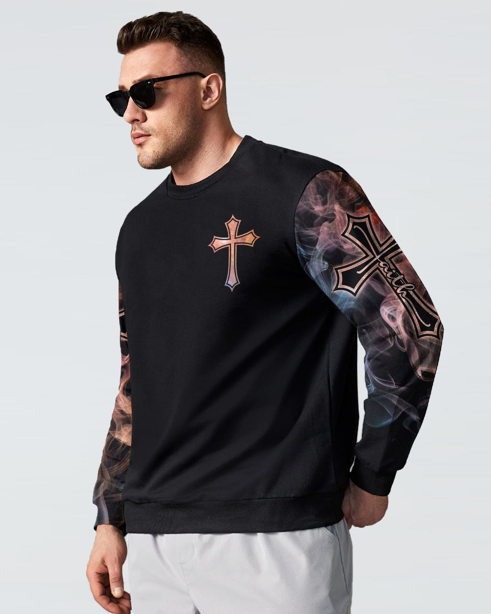 I Asked God To Make Me A Better Man Cross Wings Men's Christian Sweatshirt