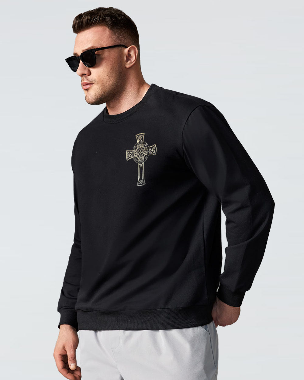 Irish By Blood American By Birth Wings Cross Men's Christian Sweatshirt