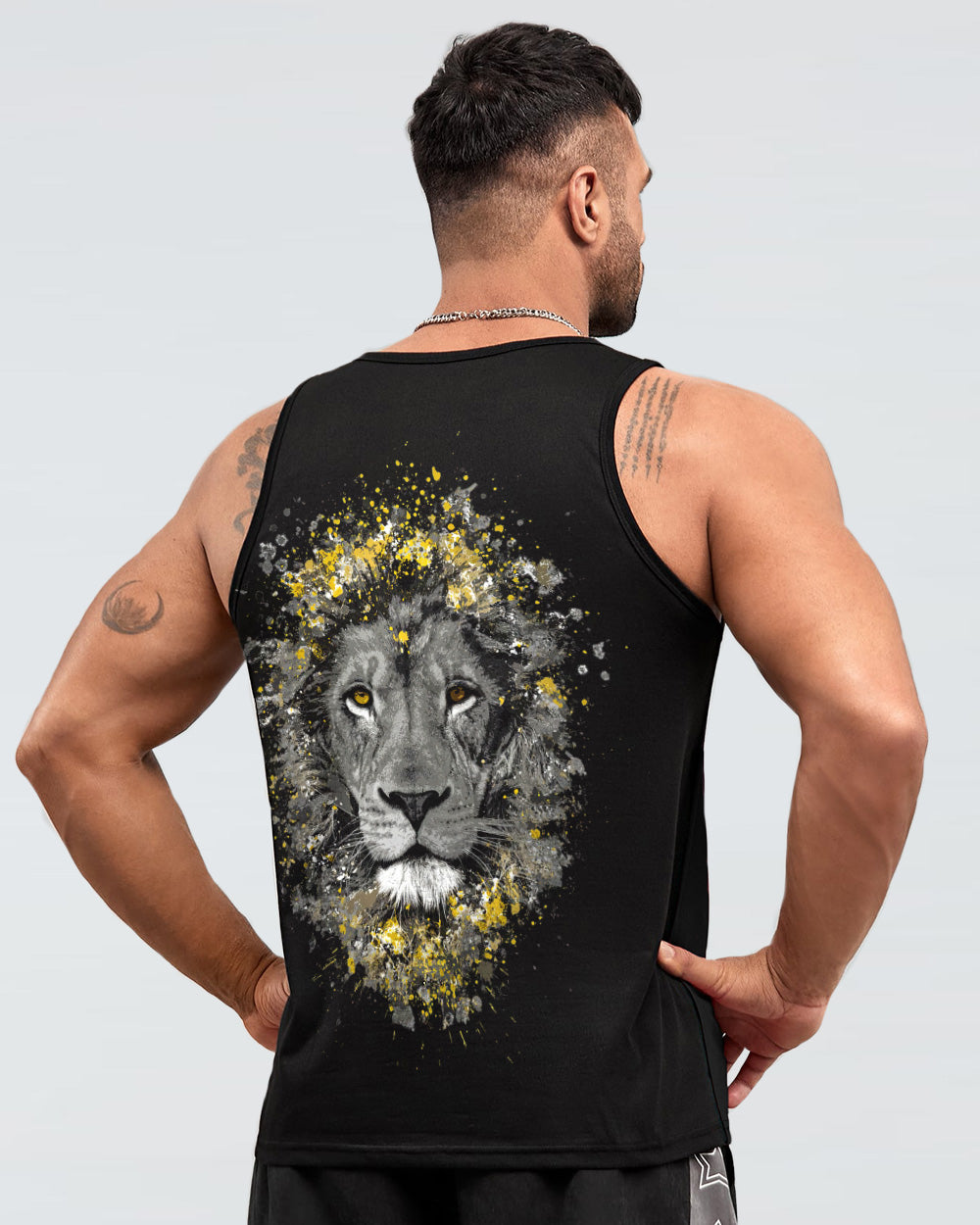 Faith Hope Love Lion Brush Art Men's Christian Tanks