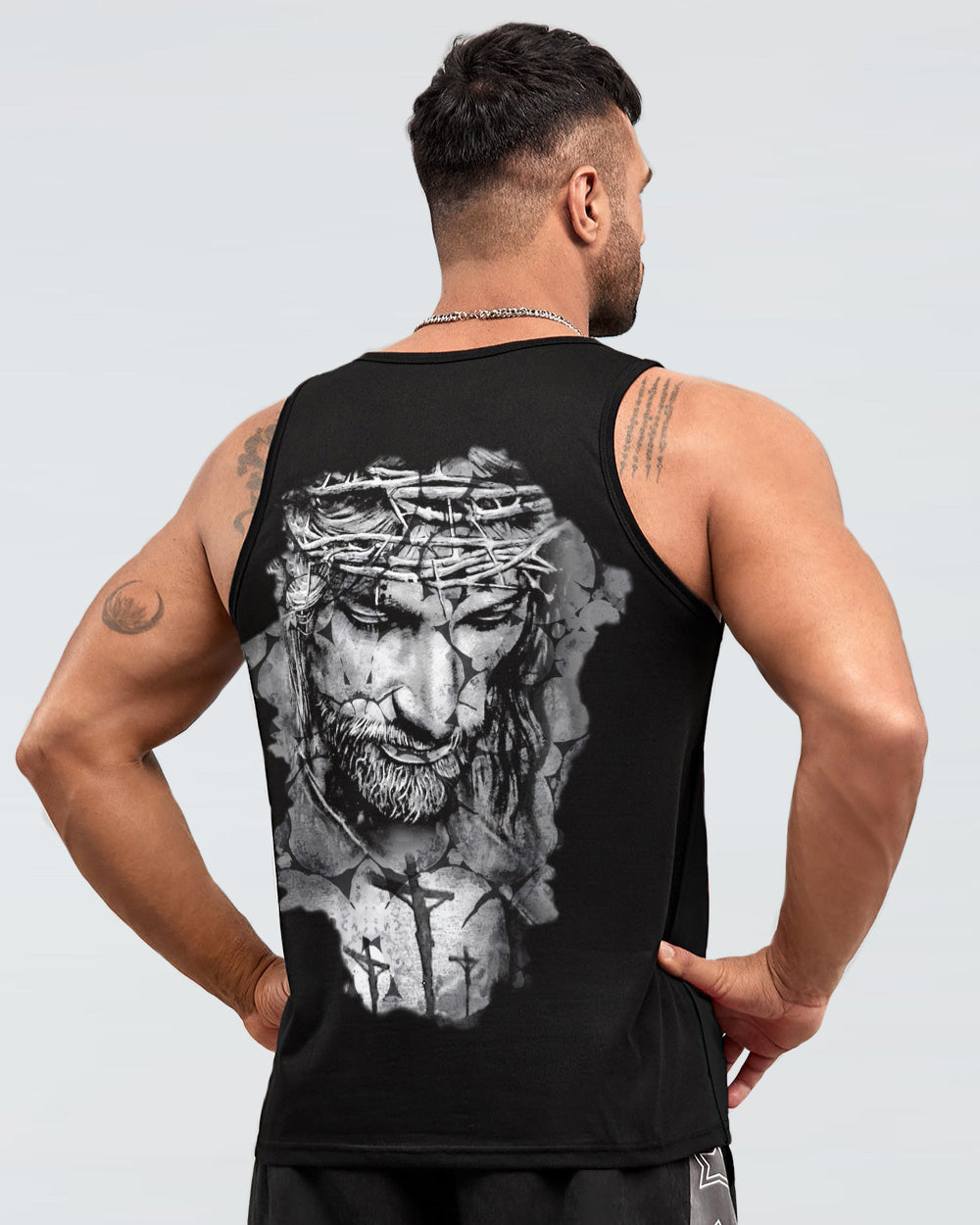 Dad Jesus Black And White Men's Christian Tanks