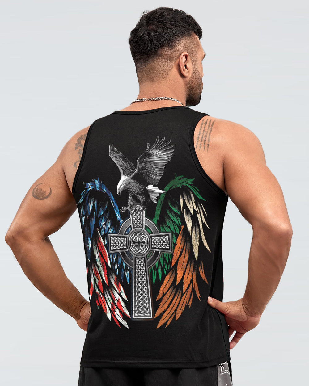 Celtic Cross Wings With Eagle Men's Christian Tanks