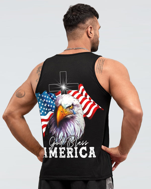 Gog Bless America Eagle Flag Cross Independence Day Men's Christian Tanks