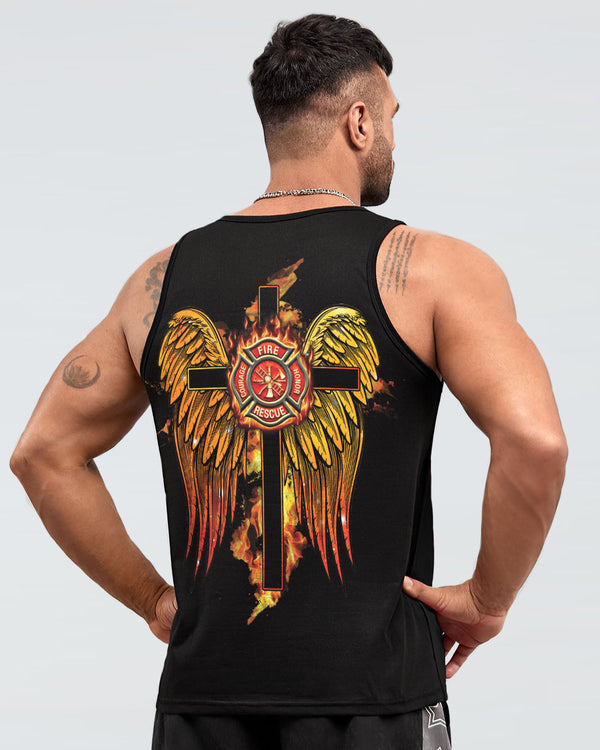 Firefighter Cross Wings Men's Christian Tanks