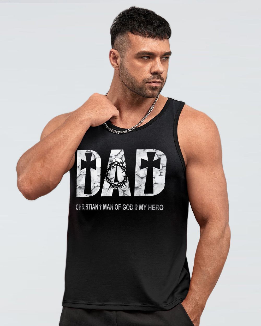 Dad Jesus Black And White Men's Christian Tanks