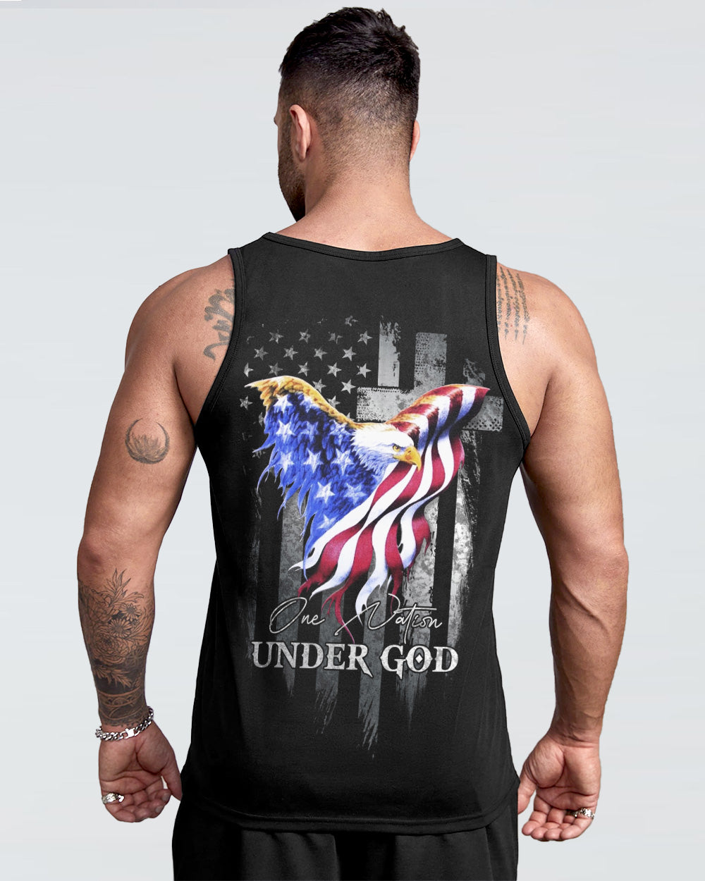 One Nation Under God Eagle Painting Men's Christian Tanks
