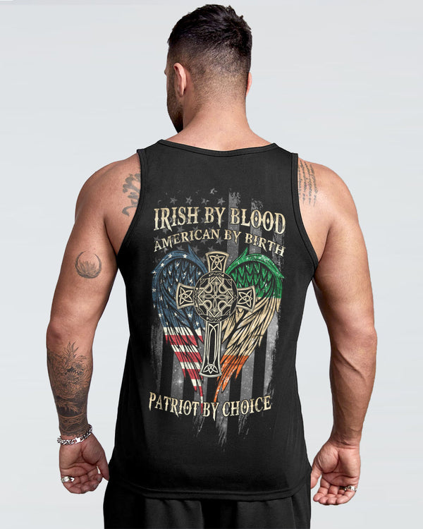 Irish By Blood American By Birth Wings Cross Men's Christian Tanks