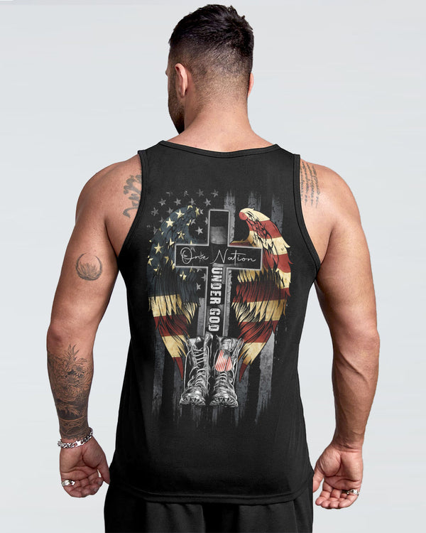 One Nation Under God Wings Veteran Men's Christian Tanks