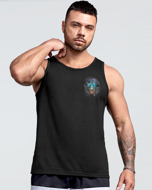 Jesus Born As A Baby Lion Cross Men's Christian Tanks