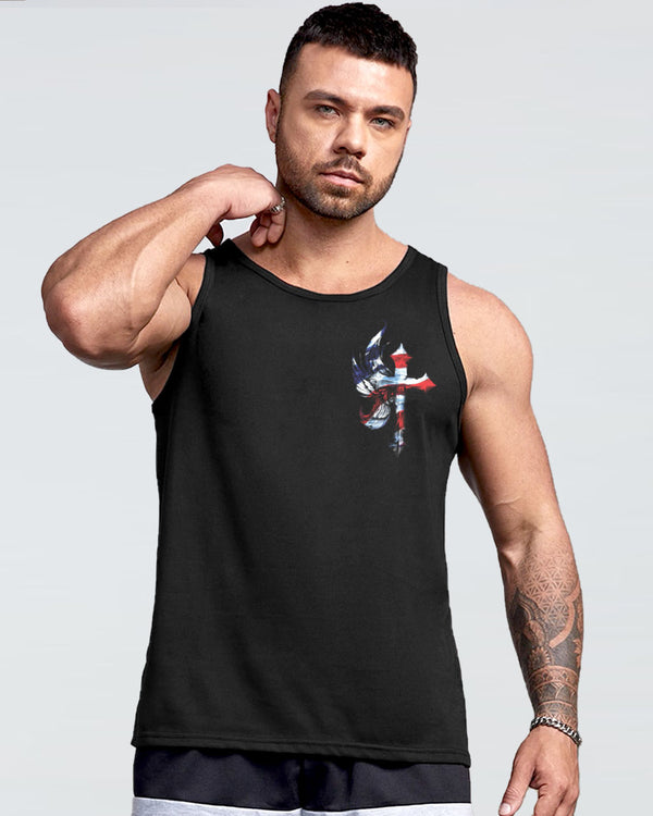 One Nation Under God Eagle Painting Cross Men's Christian Tanks