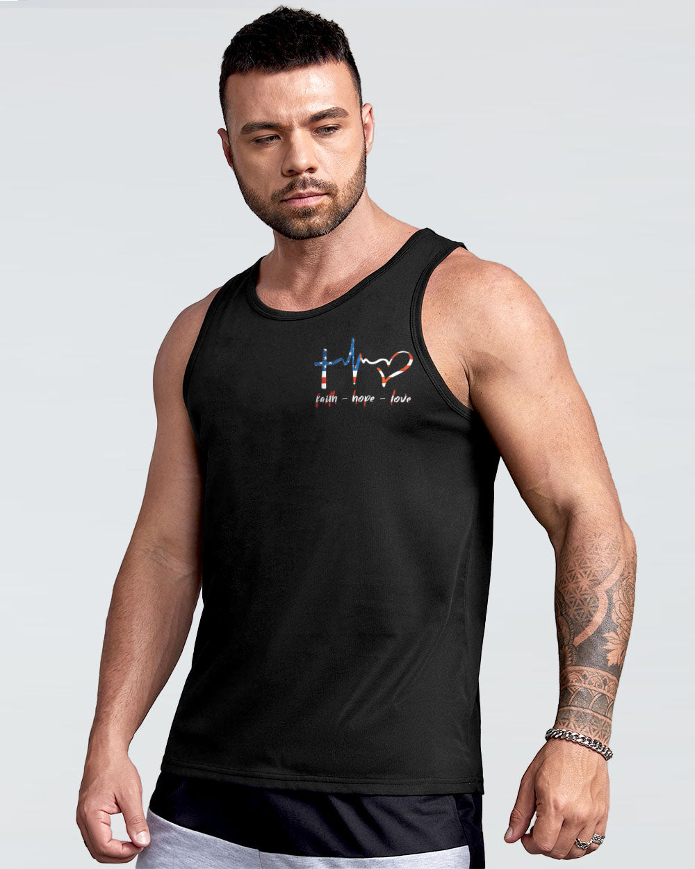 Kneel For The Cross Eagle Flag Watercolor Men's Christian Tanks