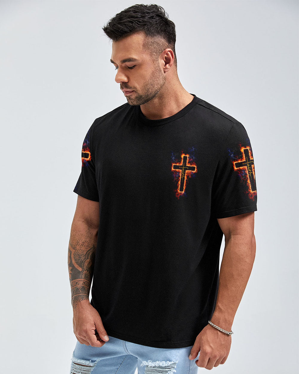 Way Maker Miracle Worker Fire Cross Men's Christian Tshirt
