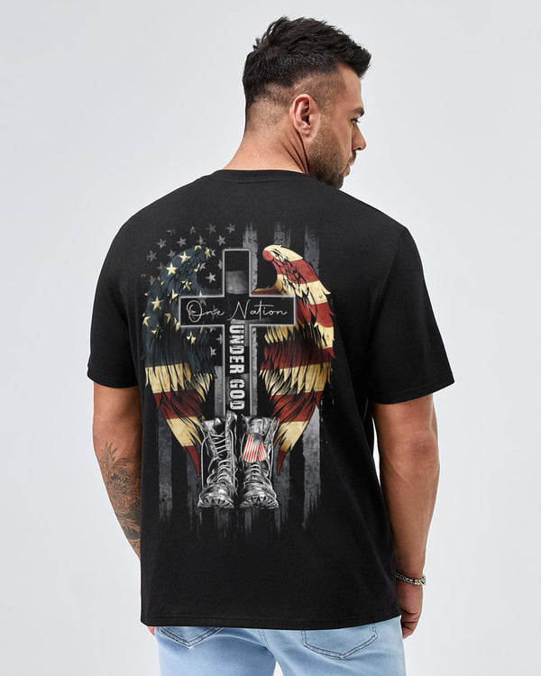 One Nation Under God Wings Veteran Men's Christian Tshirt