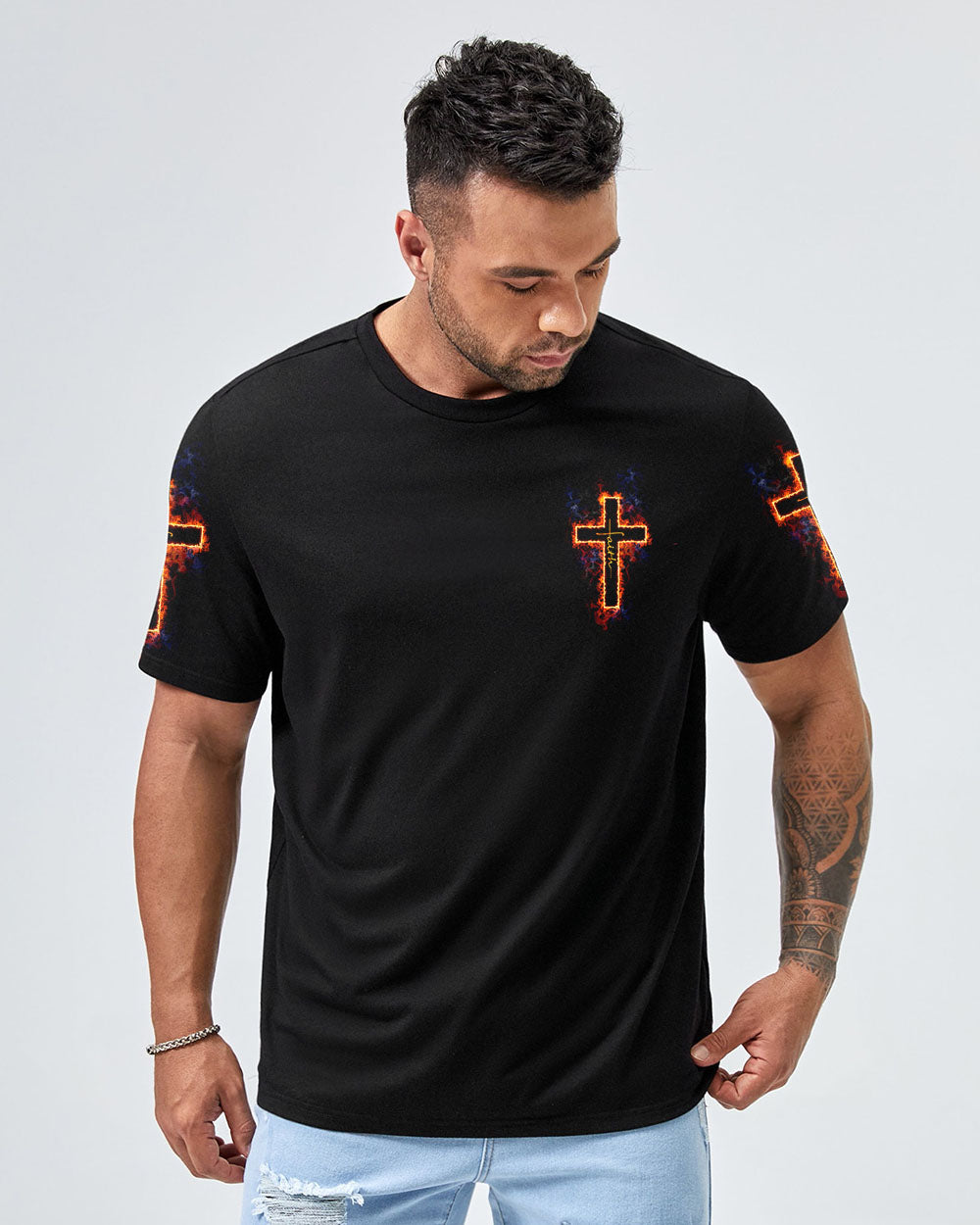 Way Maker Miracle Worker Fire Cross Men's Christian Tshirt