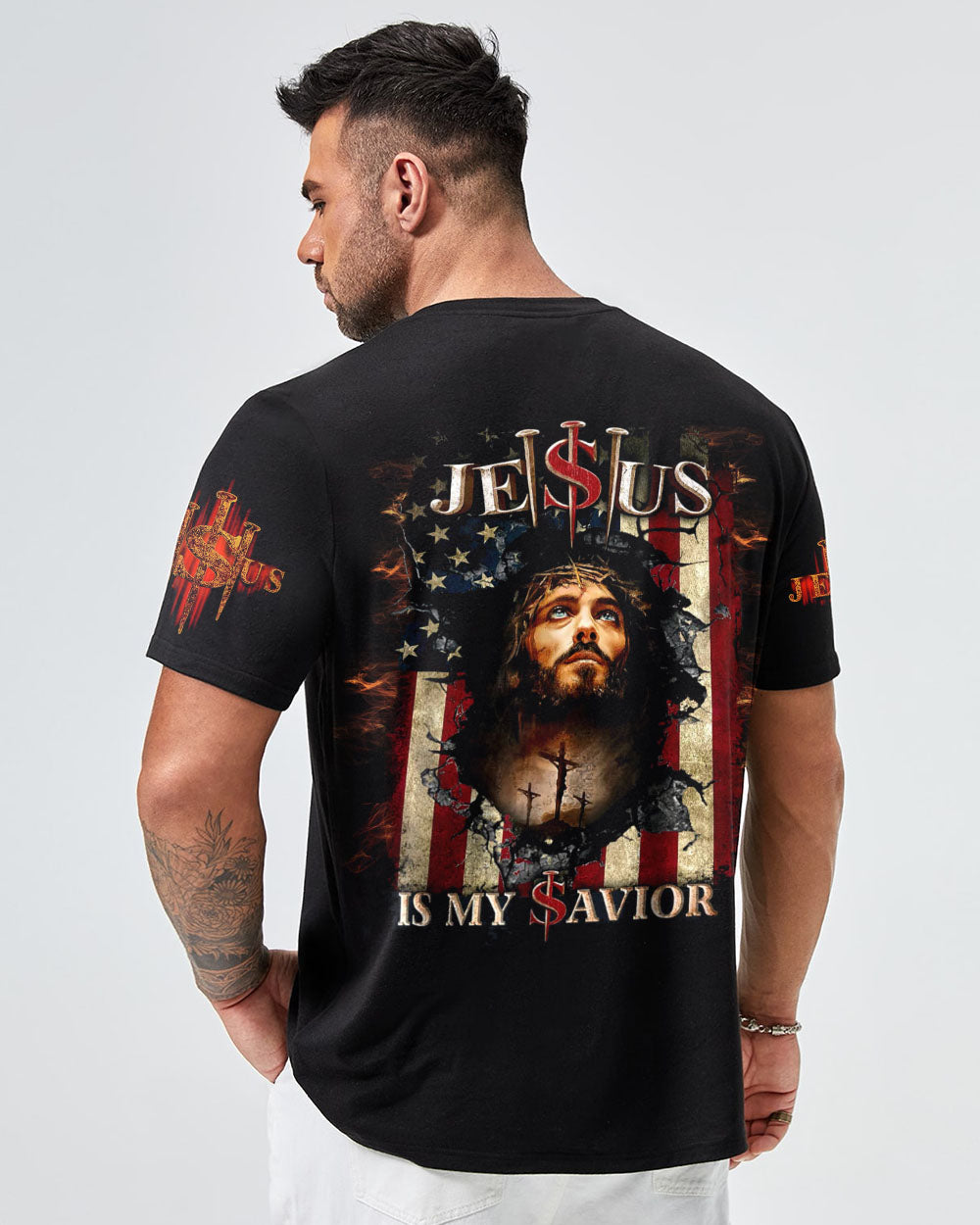Jesus Is My Savior Crack Flag Men's Christian Tshirt