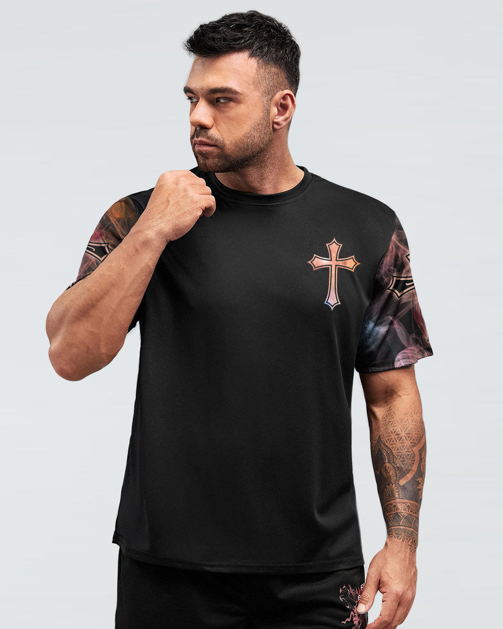 I Asked God To Make Me A Better Man Cross Wings Men's Christian Tshirt