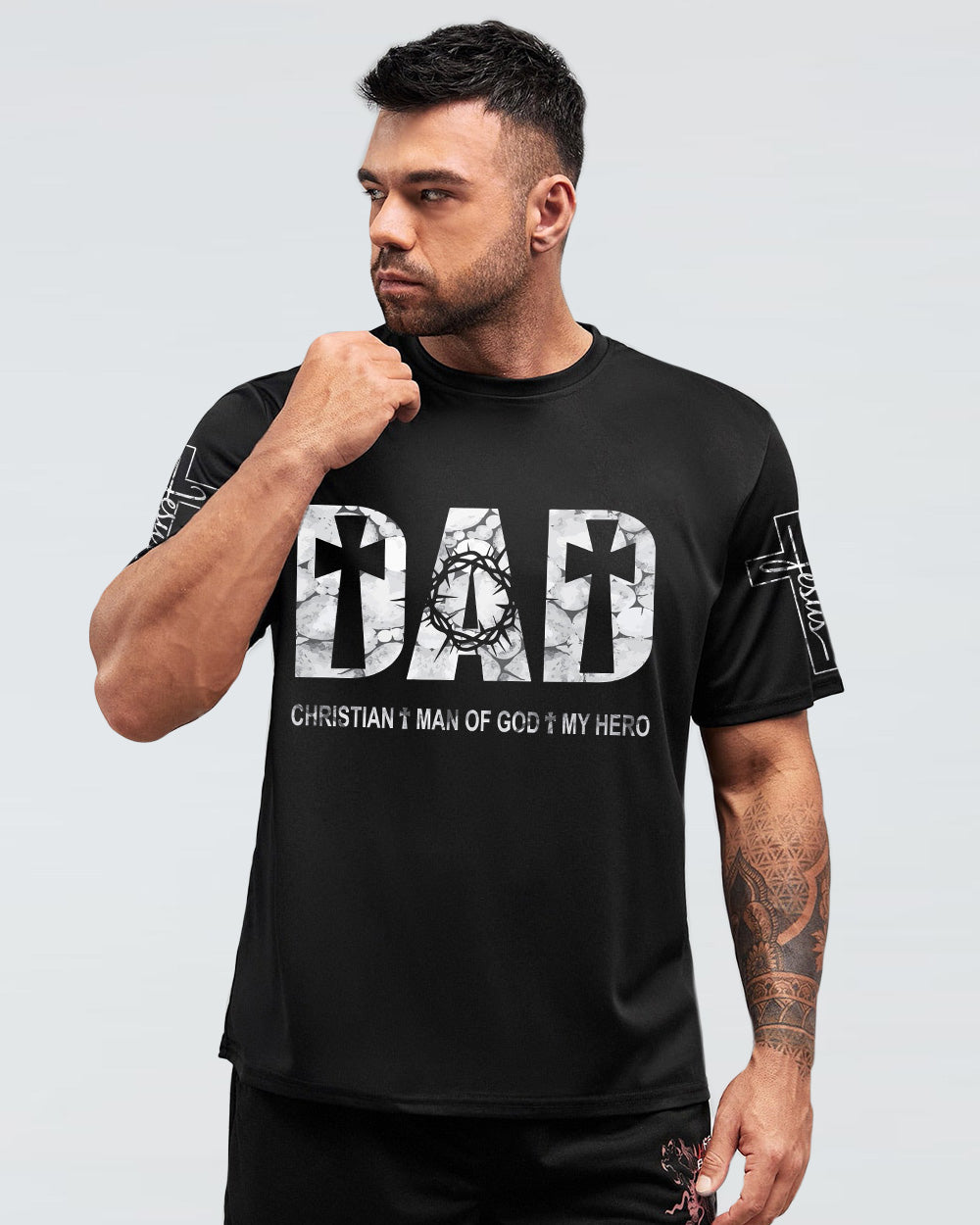 Dad Jesus Black And White Men's Christian Tshirt