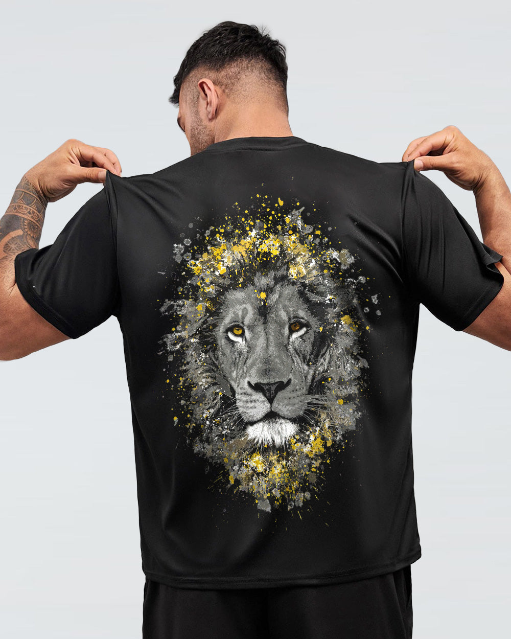 Faith Hope Love Lion Brush Art Men's Christian Tshirt