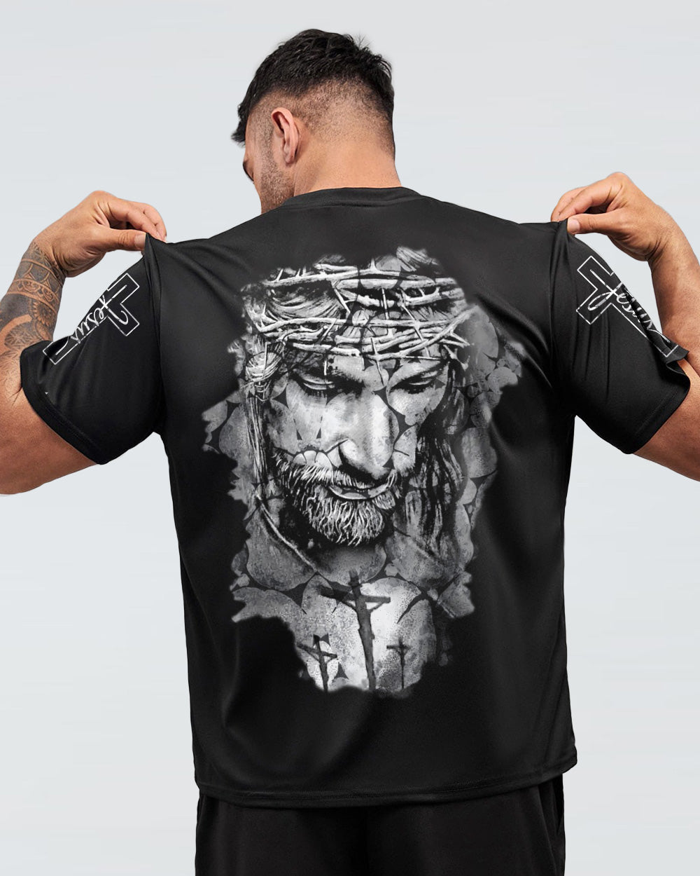 Dad Jesus Black And White Men's Christian Tshirt