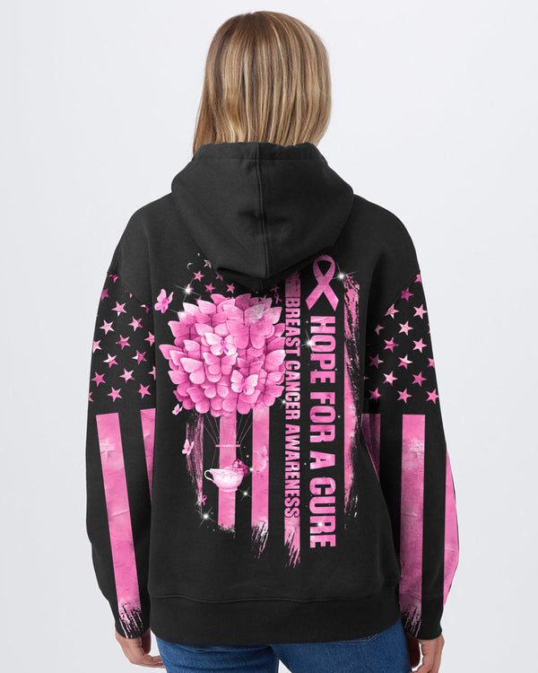 Hope For A Cure Butterfly Air Balloon Women's Breast Cancer Awareness Hoodie