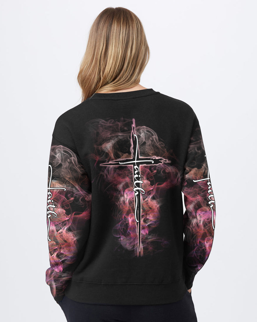 Faith Cross Smoke Women's Christian Sweatshirt