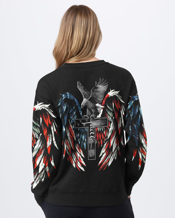 Eagle Faith Painting American Flag Women's Christian Sweatshirt