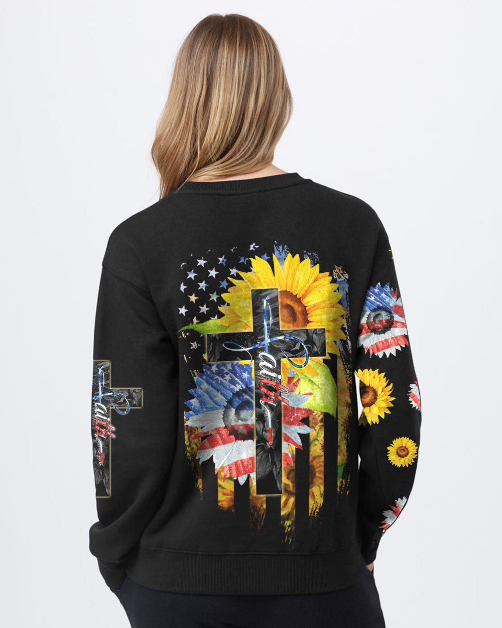 Sunflower America Faith Flag Women's Christian Sweatshirt
