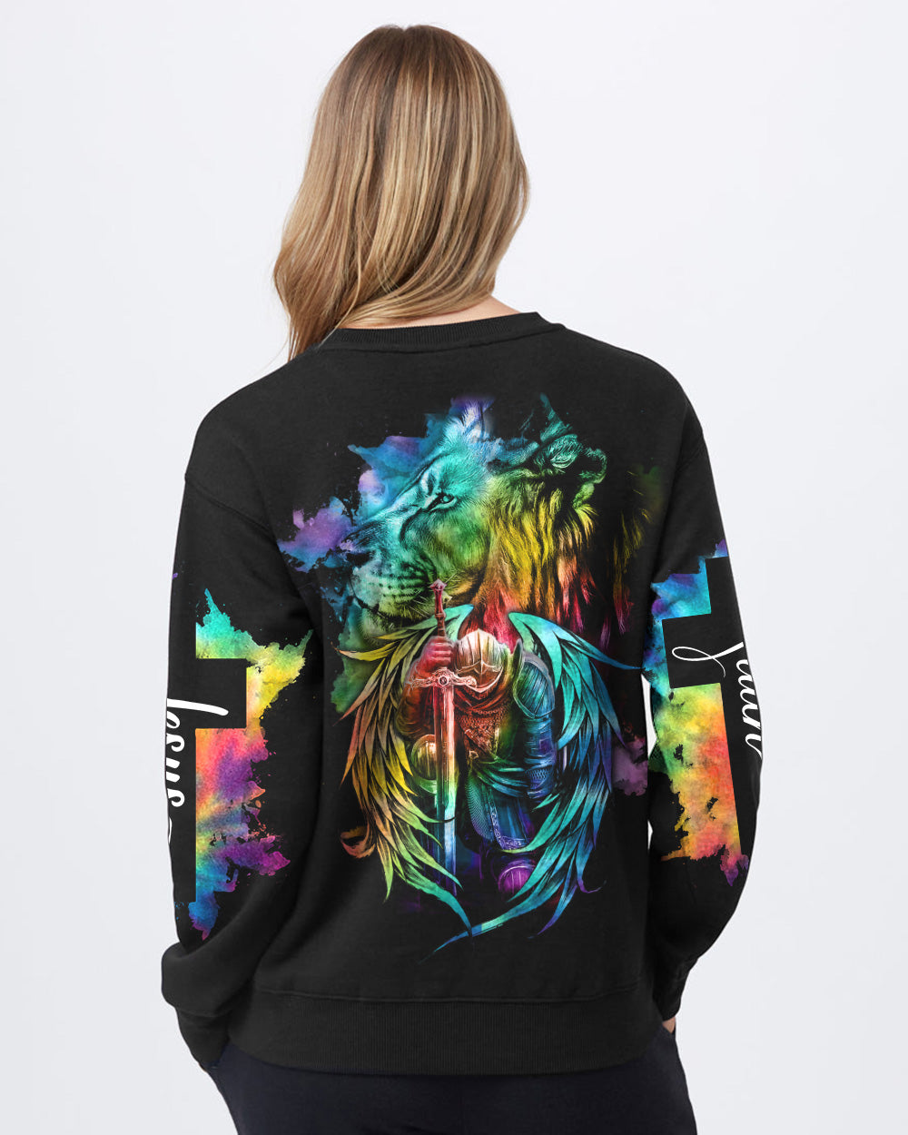 Colorful Faith Lion Warrior Women's Christian Sweatshirt