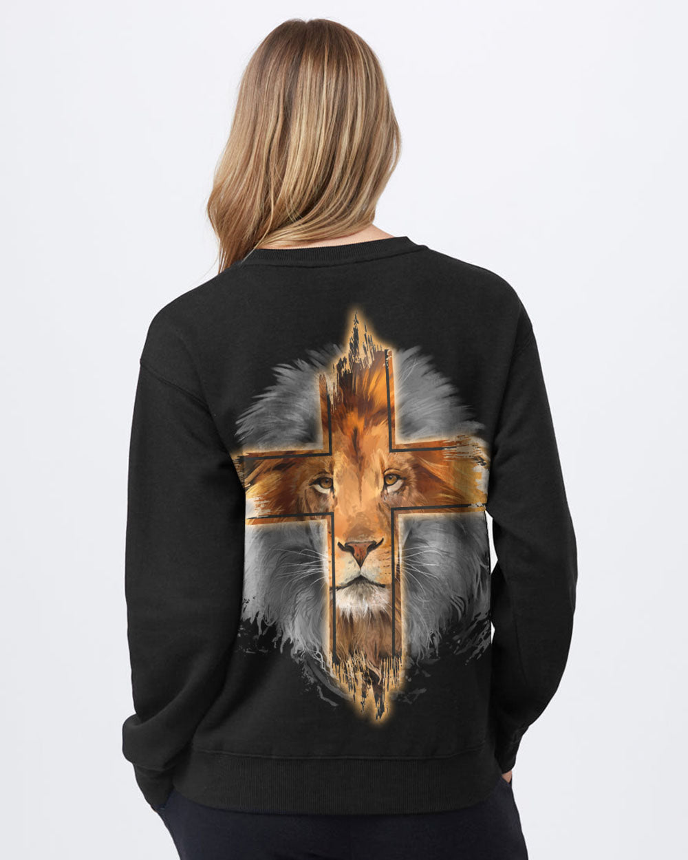 I Am Who You Say I Am Faith Cross Lion Women's Christian Sweatshirt