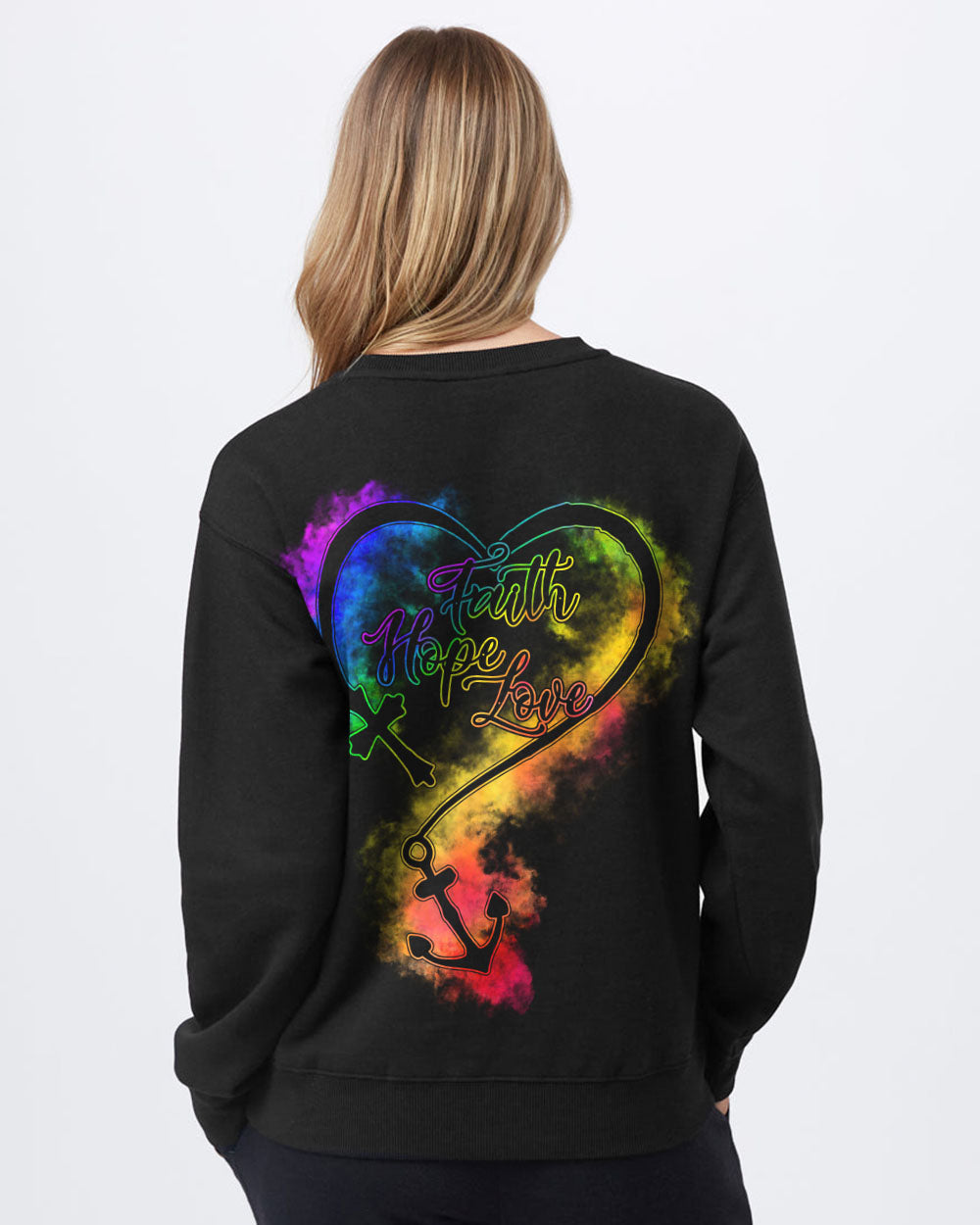 Faith Hope Love Cross Anchor Heart Women's Christian Sweatshirt