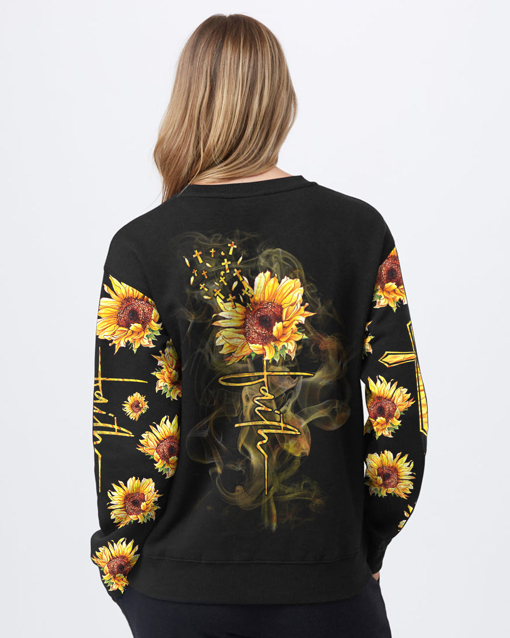 Faith Over Fear Sunflower Women's Christian Sweatshirt