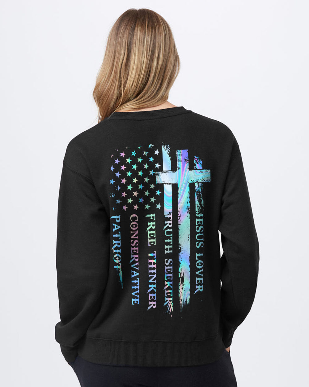 Jesus Lover Trust Seeker Flag Cross Women's Christian Sweatshirt