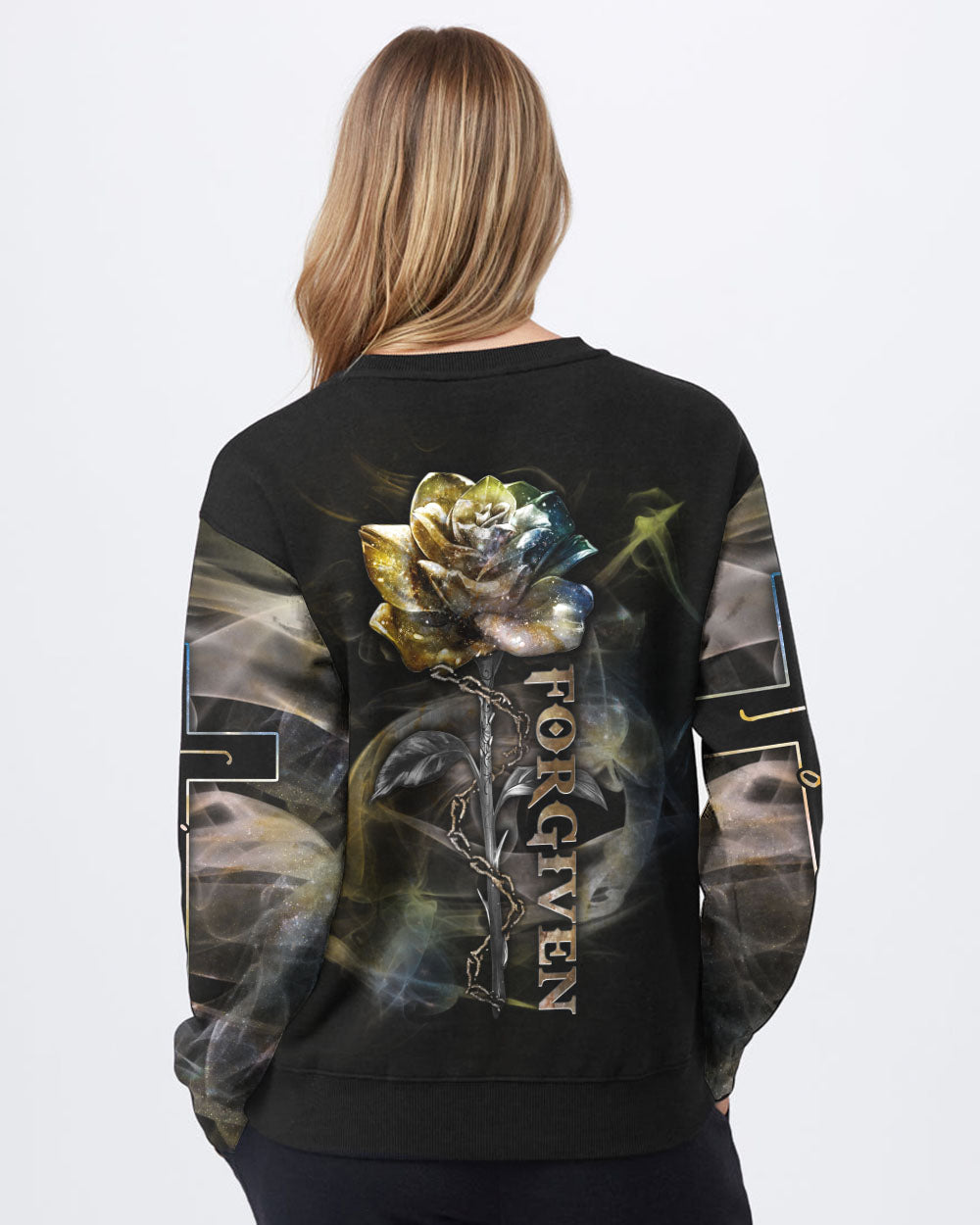 Jesus Rose Forgiven Smoke Women's Christian Sweatshirt