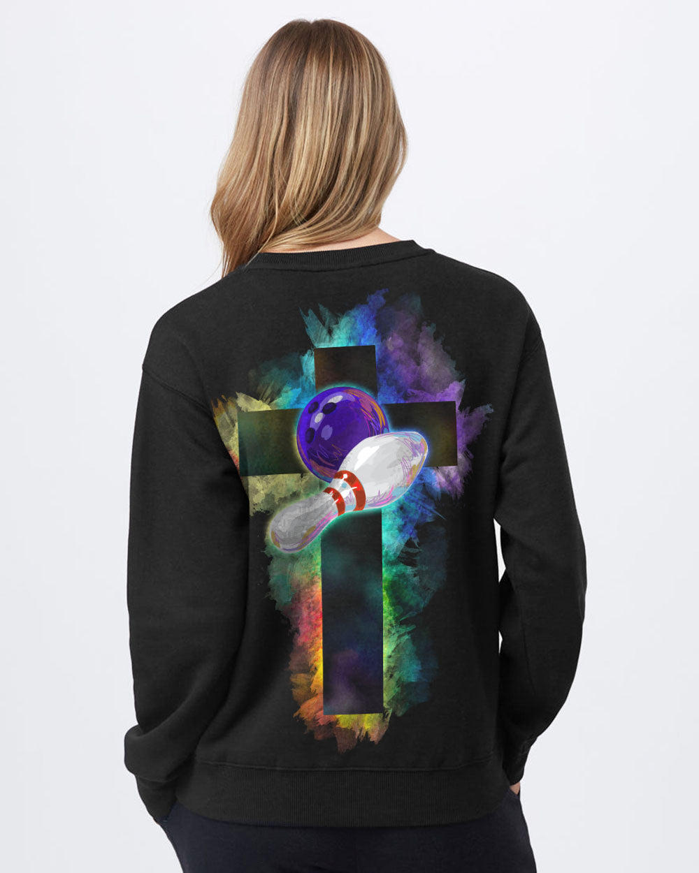Bowling Cross Colorful Women's Christian Sweatshirt