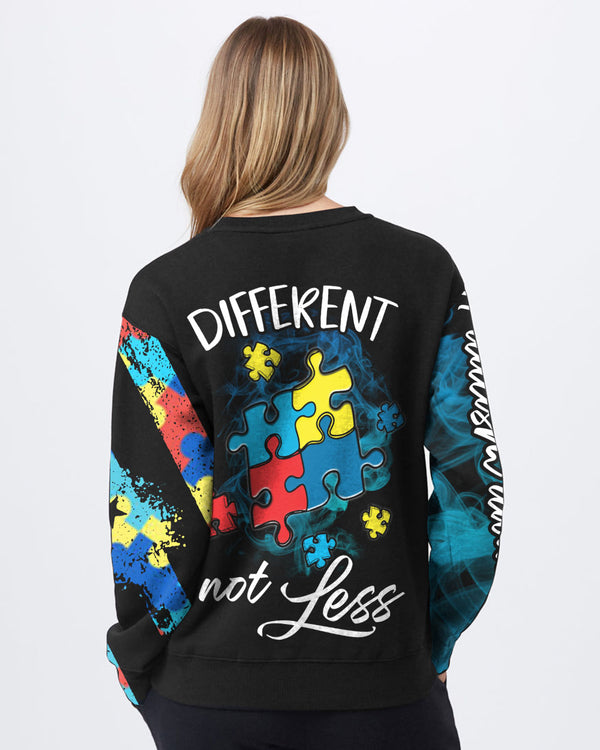Different Not Less Colorful Smoke Women's Autism Awareness Sweatshirt