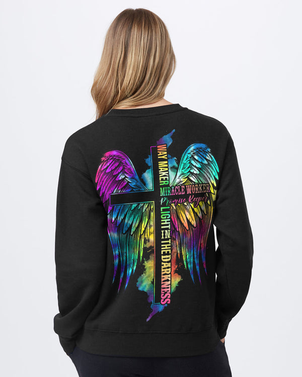 Way Maker Miracle Worker Faith Cross Wing Colorful Women's Christian Sweatshirt